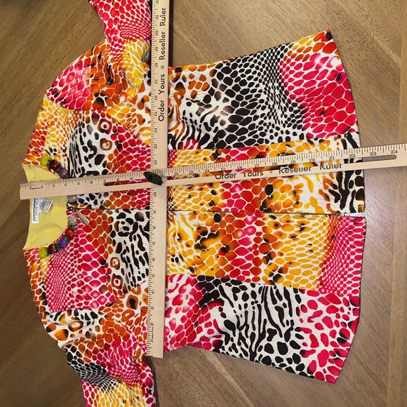 Mishca Women's Colorful Patchwork Animal Print Zipper Beads Cotton Jacket Size L - Picture 5 of 6